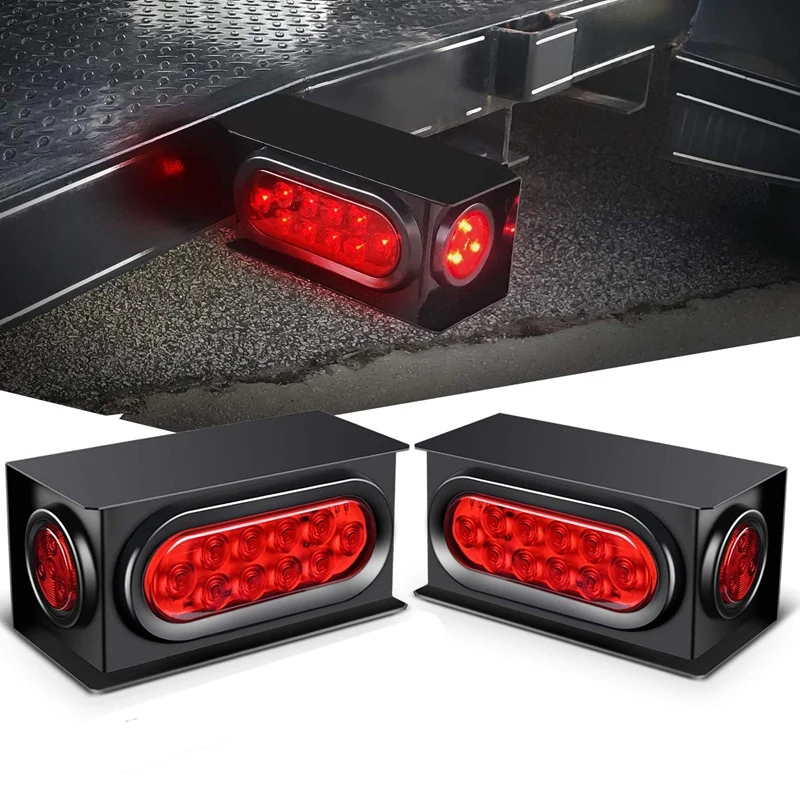 

2PCS Trailer LED Tail Lights Rear Side Marker Lights Waterproof Stop Brake Lamps For RV Truck Jeep