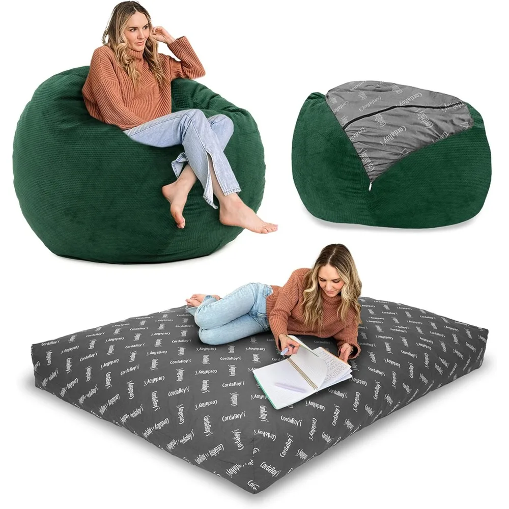 

Chenille Bean Bag, Convertible Bean Bag Chair-Machine-Washable Chenille Fabric Cover-for Basement, Living Room