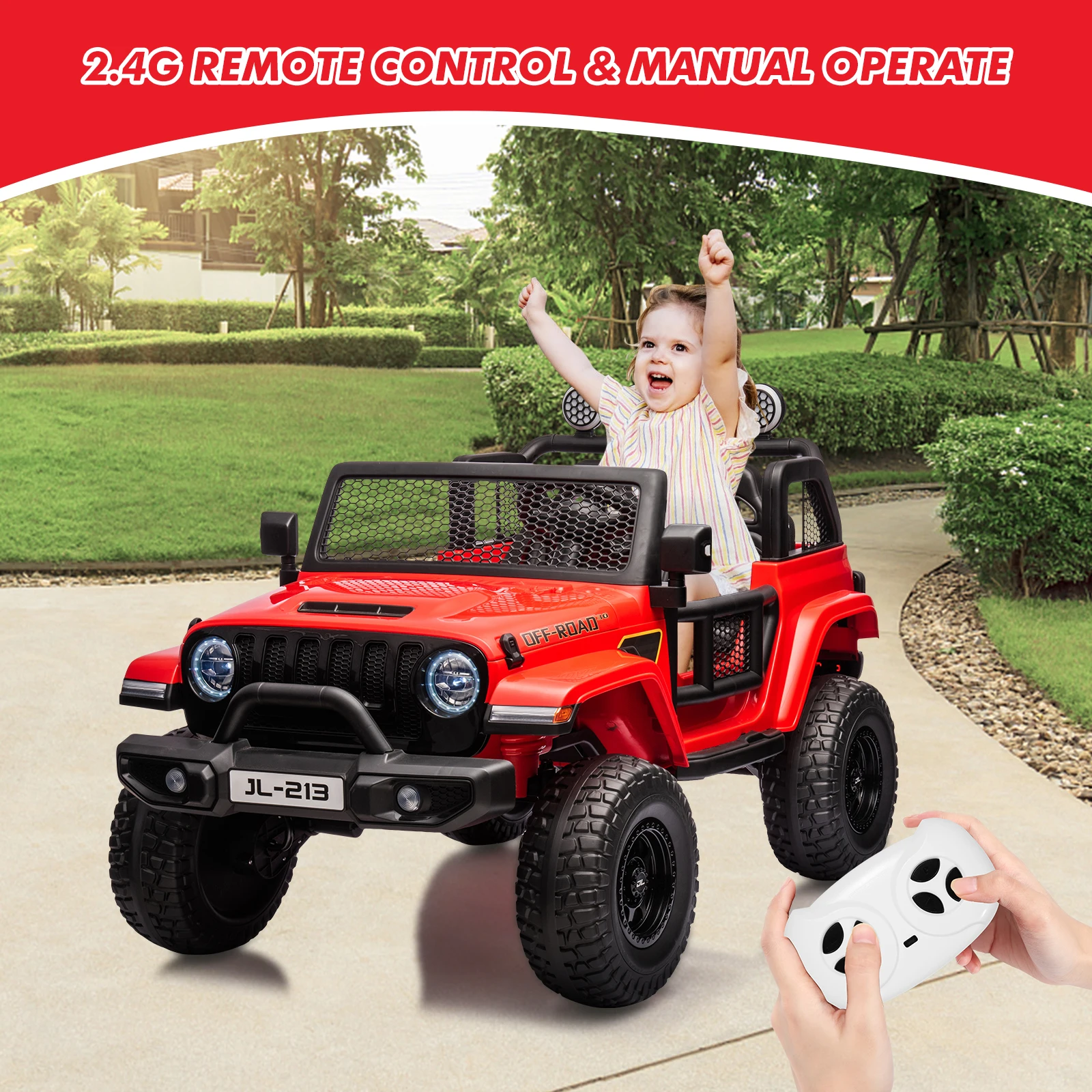 24V 7AH Kids Ride on Truck Car 2 Seater Electric Vehicles 2WD/4WD Switchable Battery Powered Cars with Remote Control