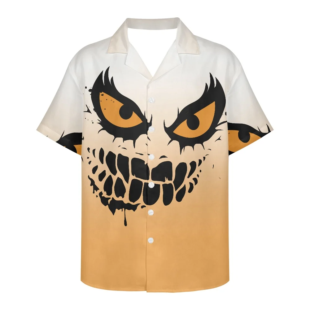 

2022 Summer Men Flowers Halloween Custom Casual Shirts 5XL Short Sleeve V Neck Men's Fashion Shirts