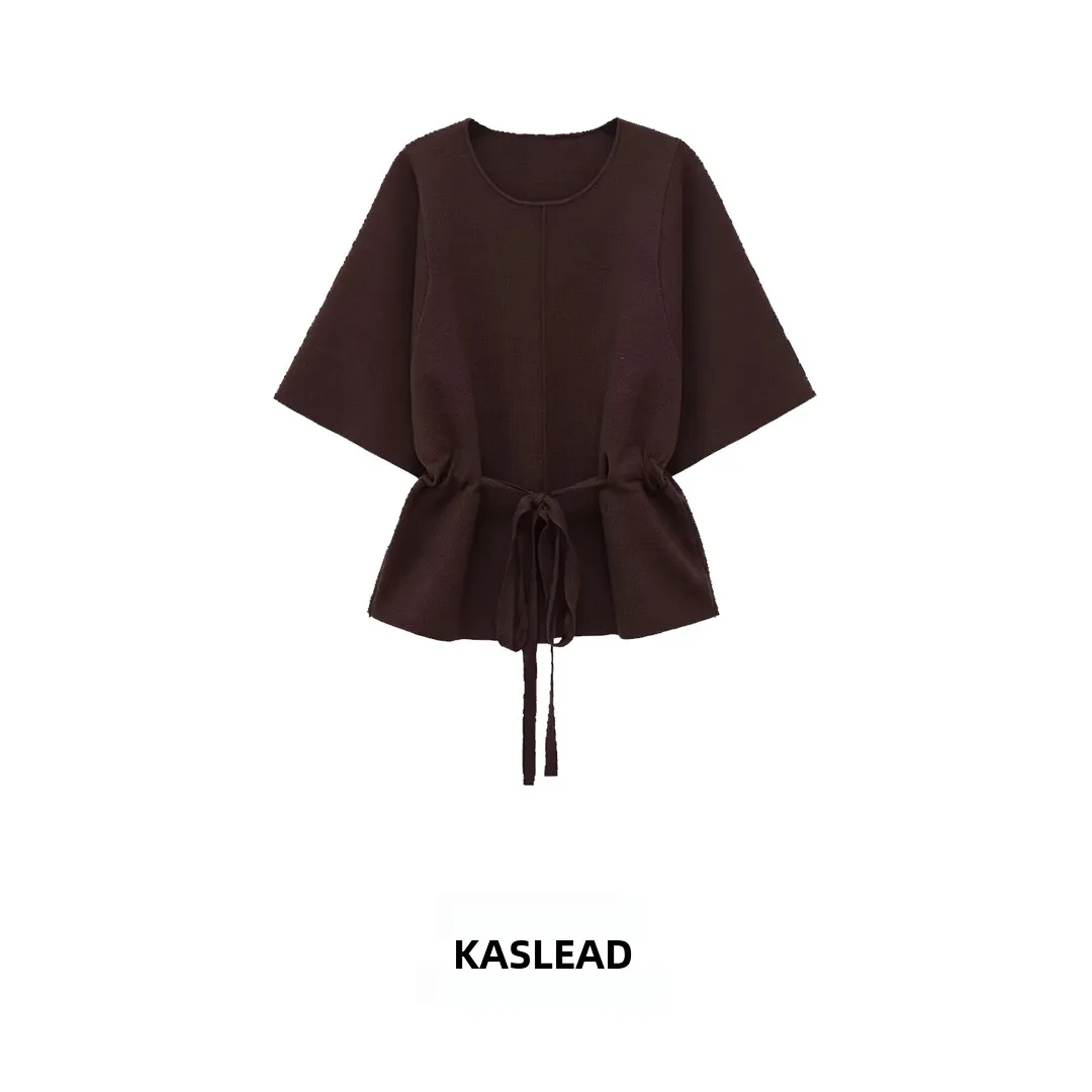 

KASLEAD Faionable Simple Bubble Sve Трикотаж женский ort Sve круглый Ne Полиэфирное волокно Повседневный топ Sli