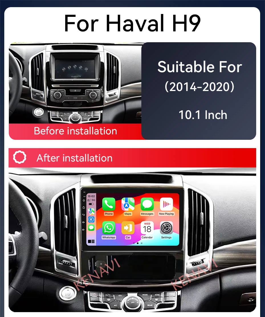 2 Din Android Car Stereo Radio For GREAT WALL Hover Haval H9 2014 - 2020 Centre Multimedia Player GPS FM Carplay Auto Head Unit