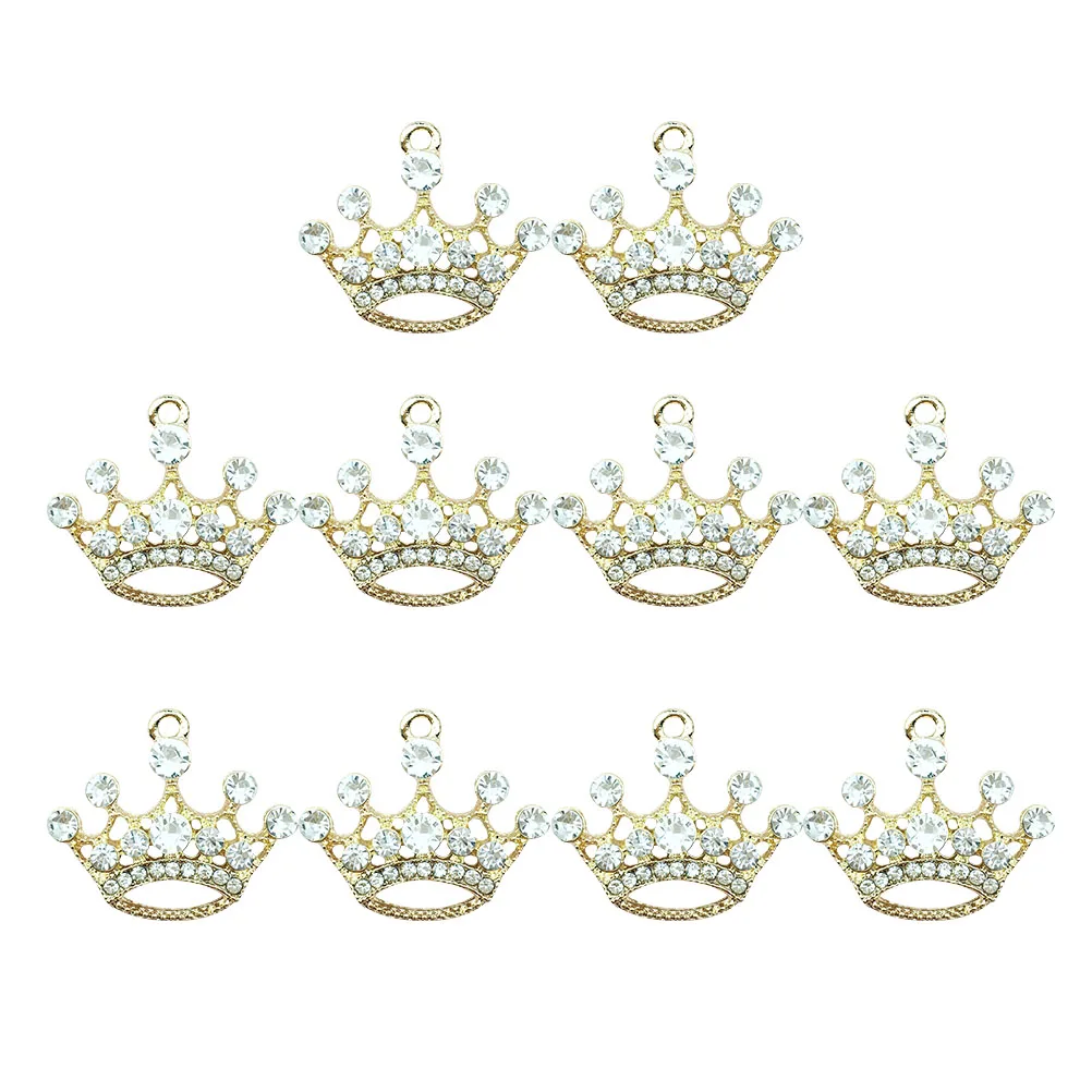 

10 pcs Crown Pendant Alloy Rhinestones Jewelry Making DIY Accessories Phone Case Decor Necklace Bracelet Charm Craft