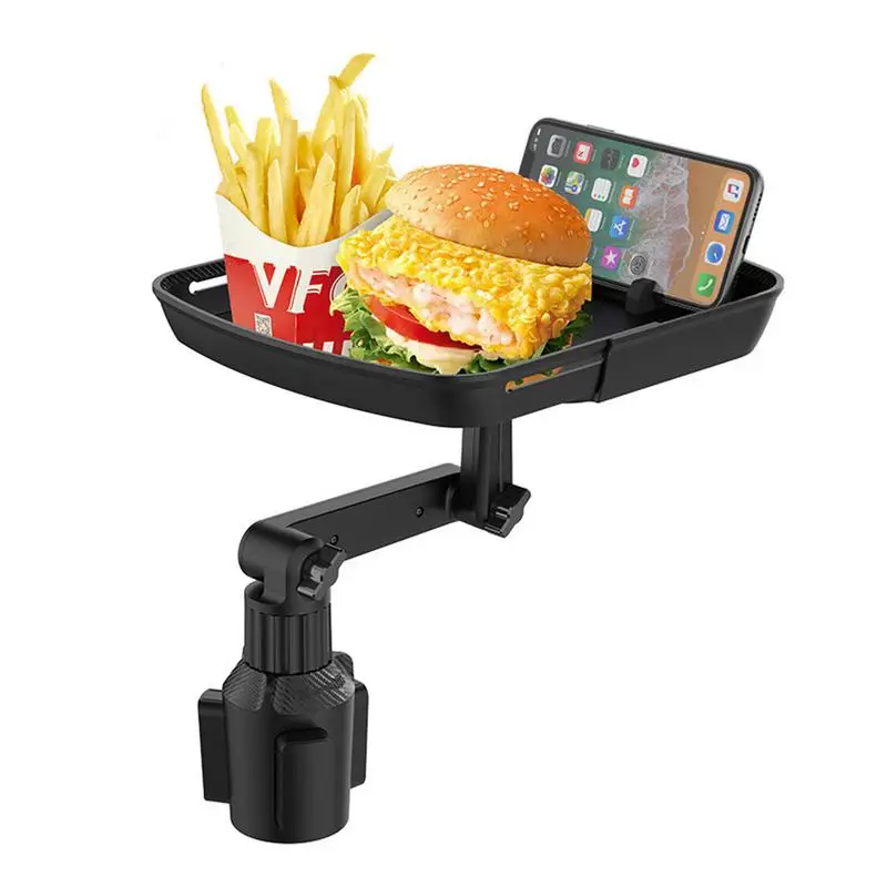 Cup Holder Tray For Car Car Tray Table Passenger Seats Food Drink Phone Snack Tray With 360Rotating Table Adjustable Base Car