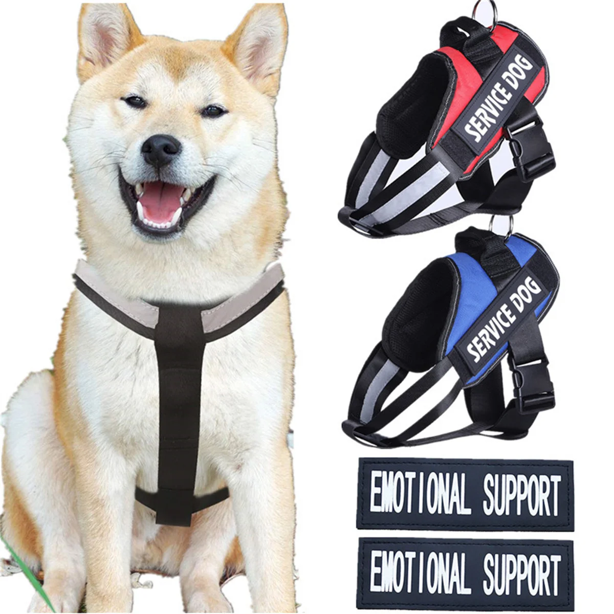 Reflective Dog Harness With Removable Patches Service Dog in Training Pet Vest Outdoor Collar Emotional ESA Do Not pET S M L XL