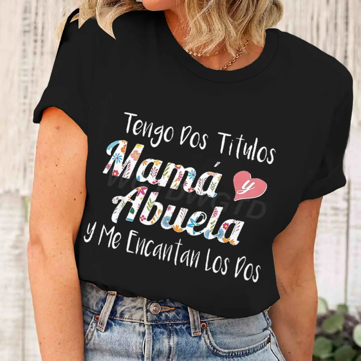 Mom & Grandma Matching T-Shirt Floral Print Short Sleeve Tee Top Mother's Day Gift T-Shirt Ladies Crew Neck Tops T-shirts