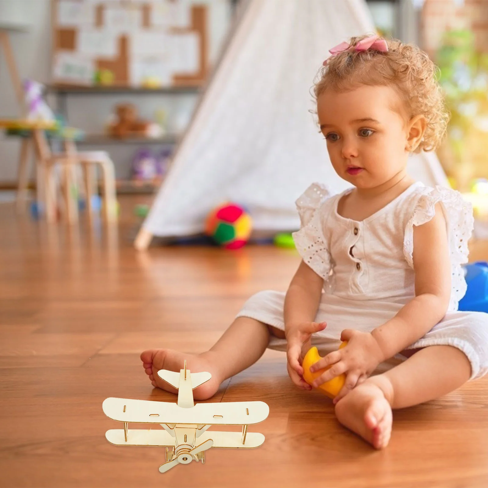 Rompecabezas para adultos, modelo de avión de madera, escultura de juguete, ensamblaje de bambú para niños pequeños