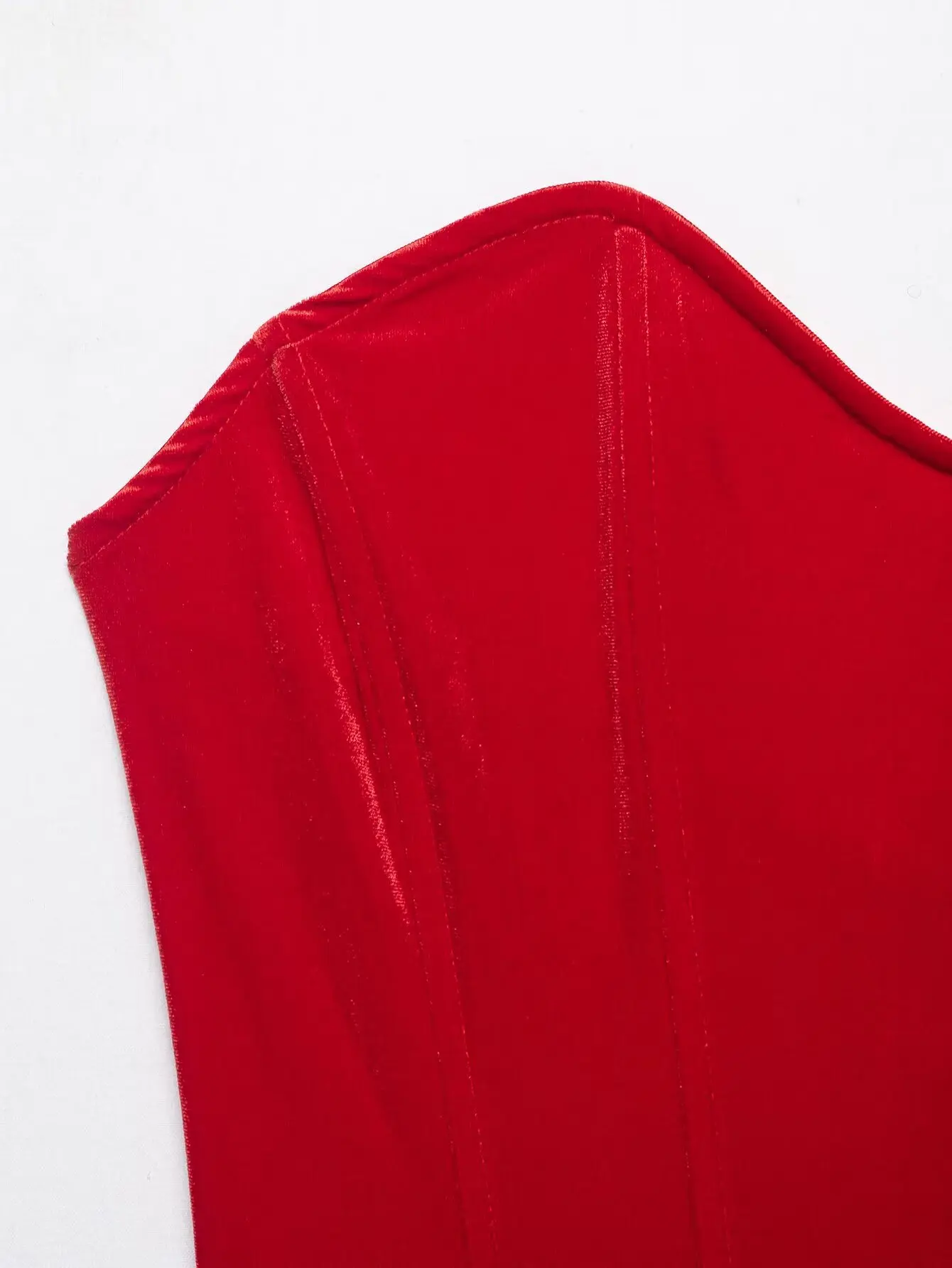 

HH Woman Elegant Lace-up Short Strapless Spring Tops+Side Zipper Knot Decoration Slit Pleated Midi Skirt Casual Two Piece Set