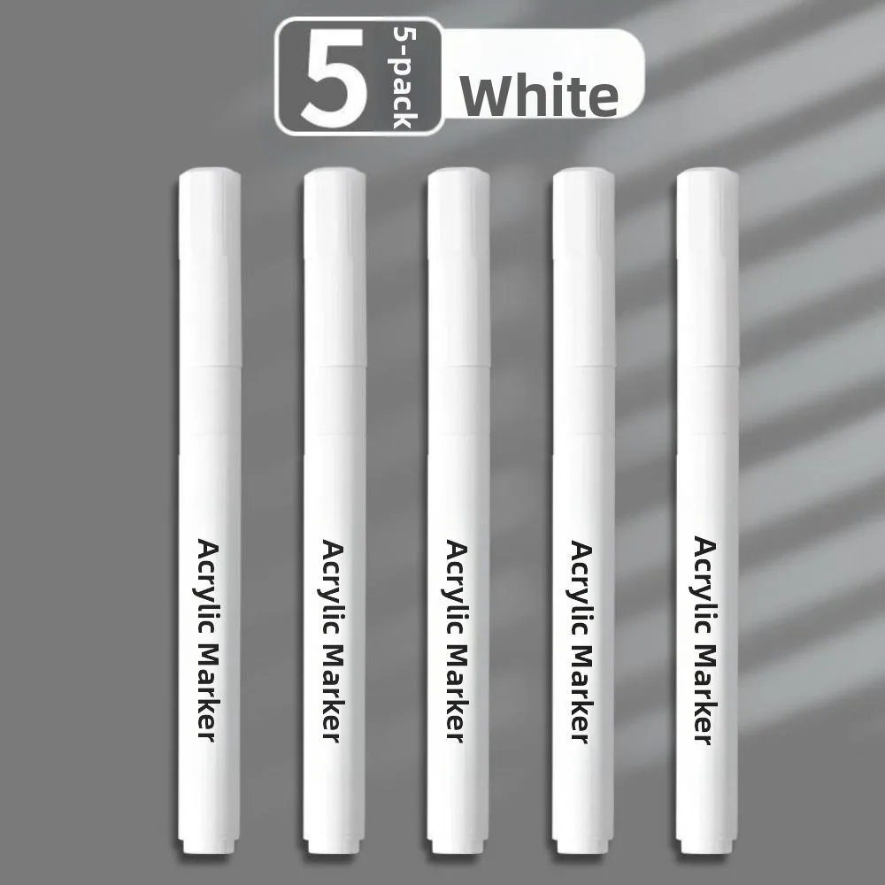 

5 Pcs White Student Specific Marker and Oil-based Acrylic Painting Brush Quick-drying Quick-drying Marker
