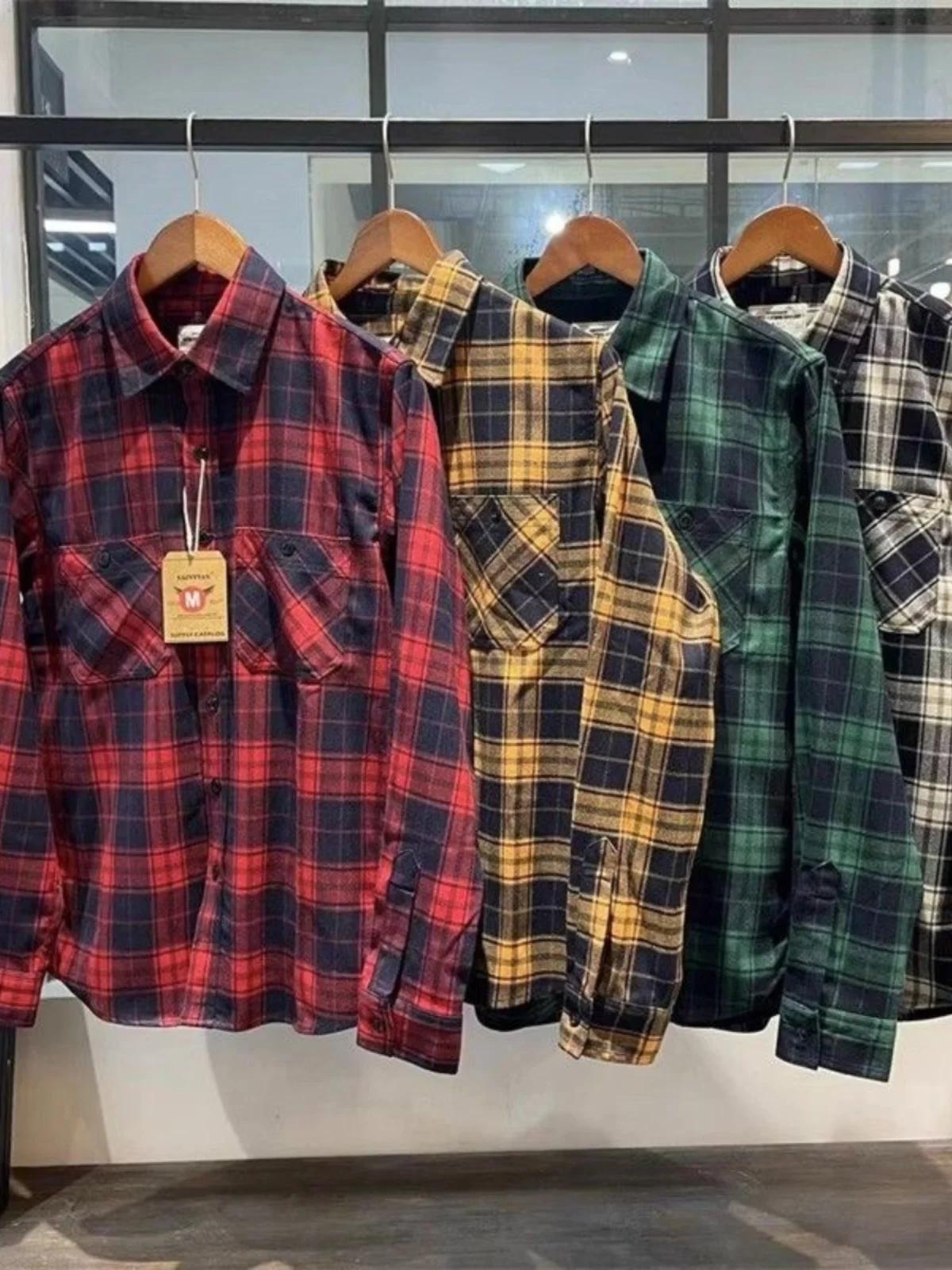 

Classic Plaid Cotton irt Men's Thin Loose Casual Long Sve Wear Resistant Brued Iron Free Faion Urban Middle-aged Clo...