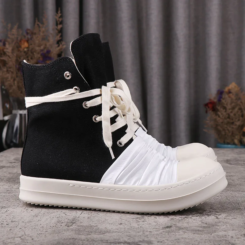 Qvah Owens High Top Canvas Sneakers Black/White 4