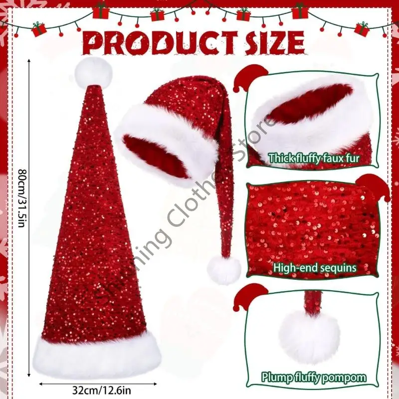 M68A Warm Glitters Knitted Hats Double Layers Insulation Sequins for Various Ages Holiday Party Winter Accessories 6