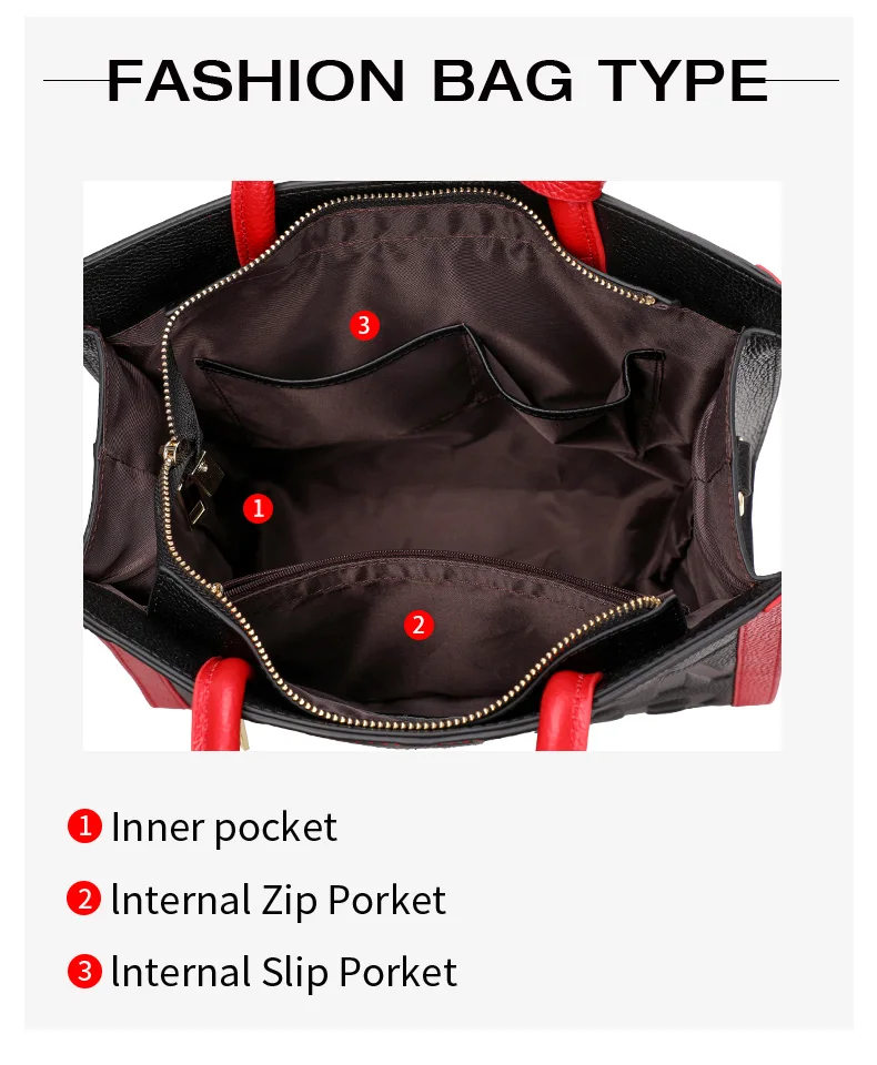 Schwarz-Rote Leder-Tragetasche für Damen mit Geprägtem Alphabet, Verstellbarem Riemen und Mehreren Taschen - Tägliche Crossbody-Shopper-Tasche – Detail 4
