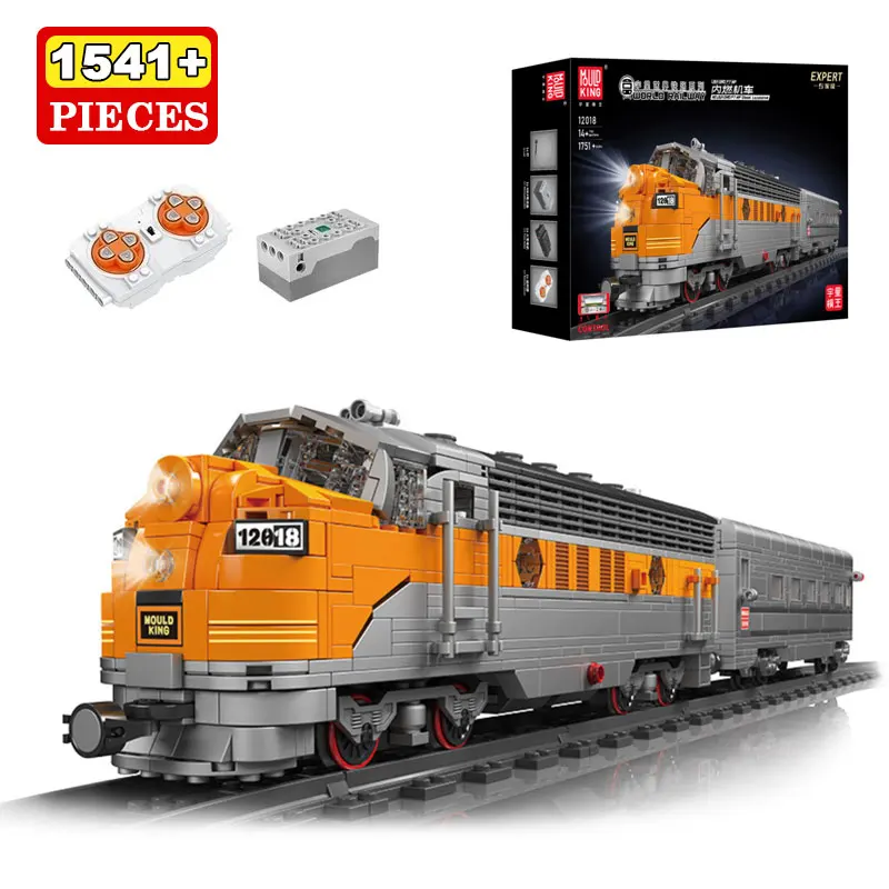 

1541 шт., США, классическая модель дизельного локомотива, радиоуправляемые строительные блоки с дистанционным управлением, набор поезда, сборные кирпичи, игрушка для подростков, рождественский подарок
