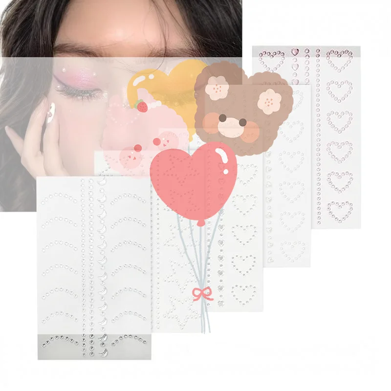 3D Star Heart Shaped Pearls Crystal Stickers Kids DIY Decor Self Adhesive Jewel Crafts Sparkly Rhinestone Stickers Girls Gifts