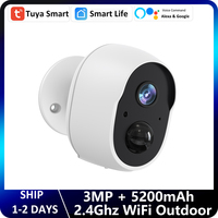 3MP Tuya Outdoor Battery Solar Wireless Security Surveillance CCTV PIR Motion Detection Buzzer Alarm WIFI Camera Alexa Google