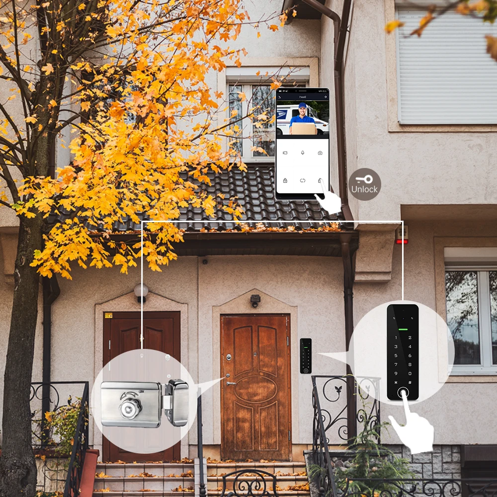 Joytimer Tuya Video Doorbell Home Video Intercom Wireless Doorphone Camera Support One-key Unlock HD Night Vision RFID Unlocking