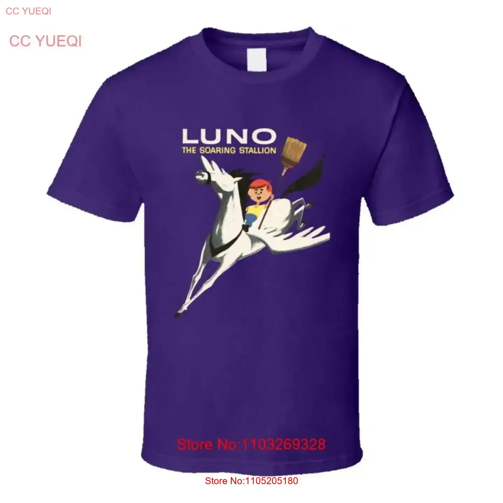 Luno The Soaring Stallion T Shirt vintage Washed Top For Everyday Wear homme Stylish Breathable Slightly Casual Soft streetwear