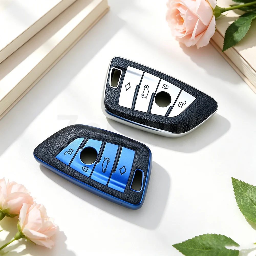 TPU Leather Car Key Case Cover Shell Fob Holder for BMW X1 X3 X5 F15 X6 F16 G30 7 Serie G11 X1 F48 F39 Protector Accessories