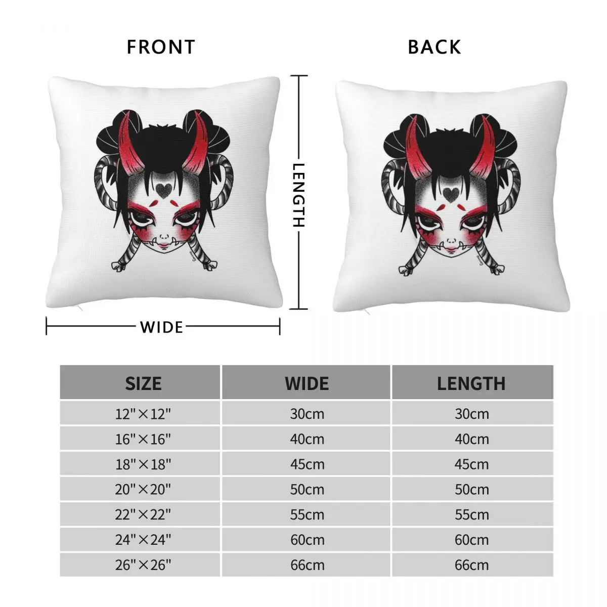 Geisha With Horns Comic Square Pillowcase Polyester Linen Velvet Creative Zip Decor Pillow Case Bed Cushion Case
