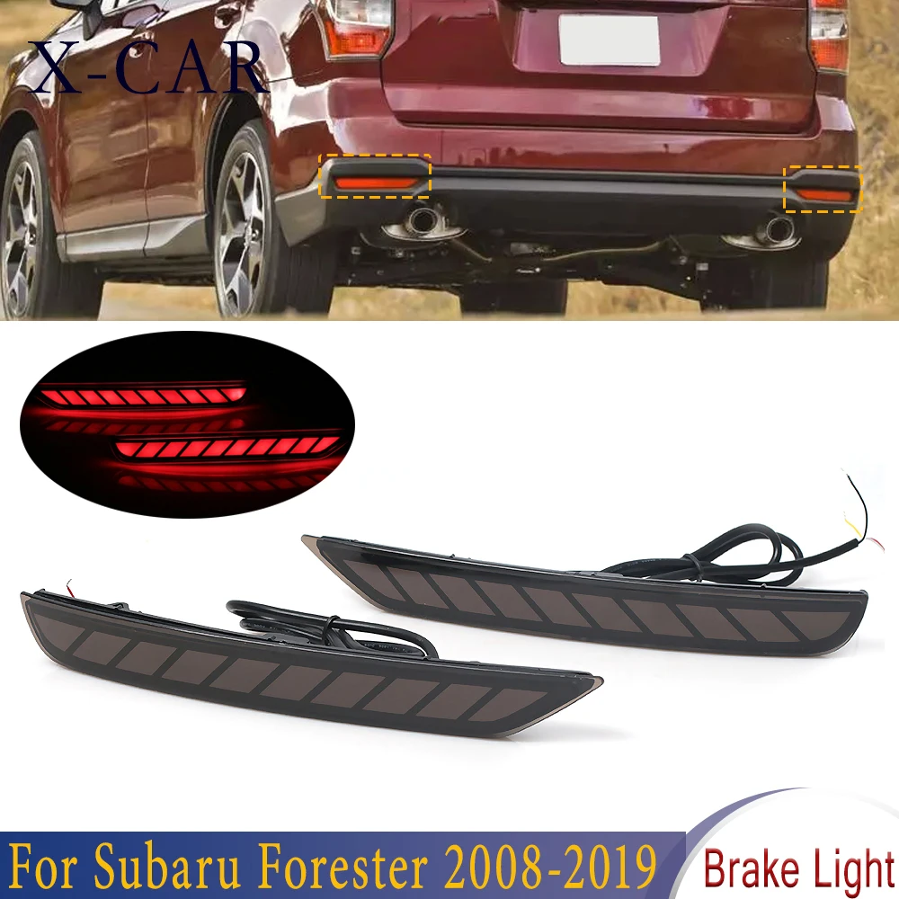 

X-CAR 1 Pair LED Rear Bumper Reflector Light Brake DRL Turn Signal Light 2 / 3 Functions Tail Lamp For Subaru Forester 2008-2019