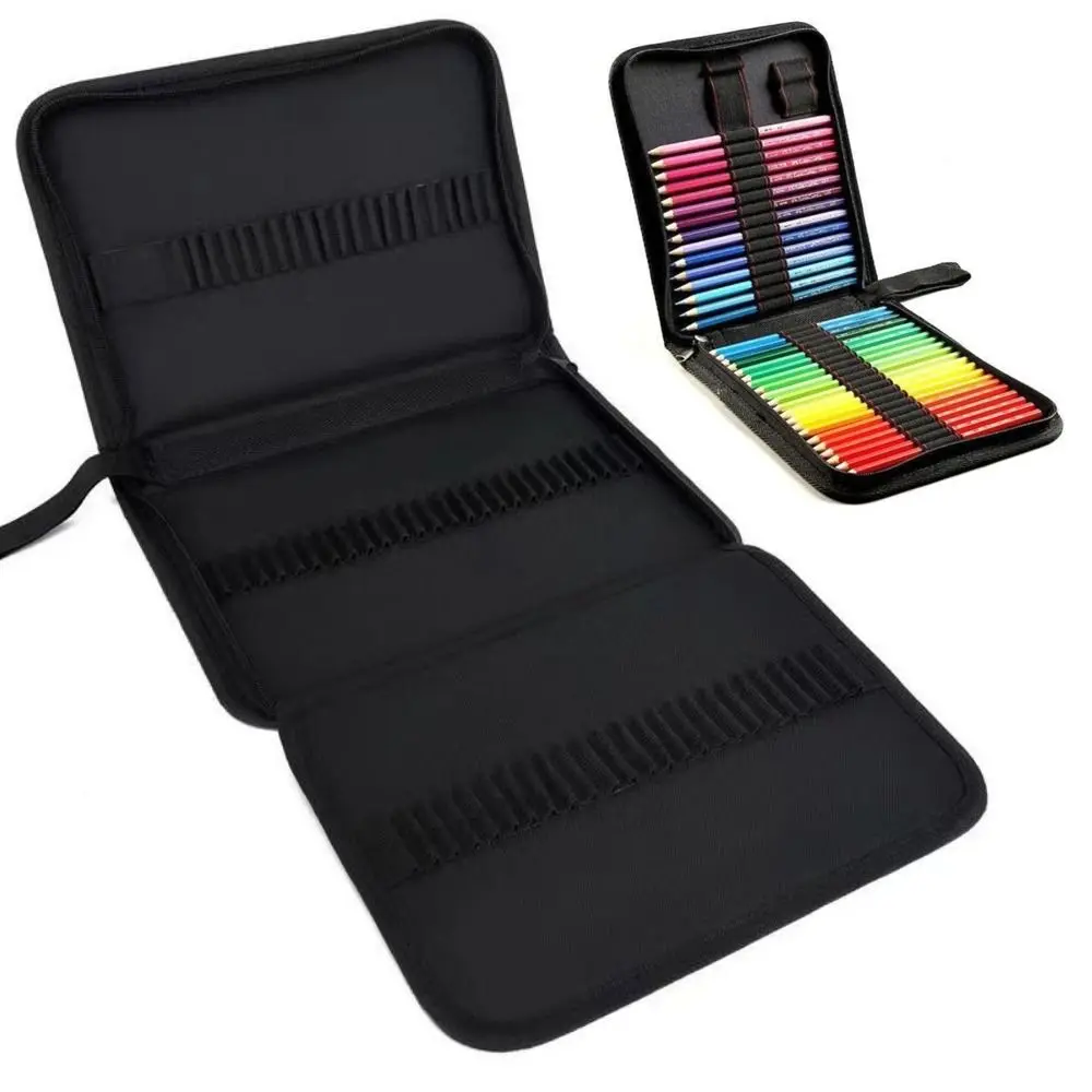 

Складной пенал с 36/48/72/120 отверстиями, профессиональная большая вместительная сумка-карандаш для рисования, черная, экономия места