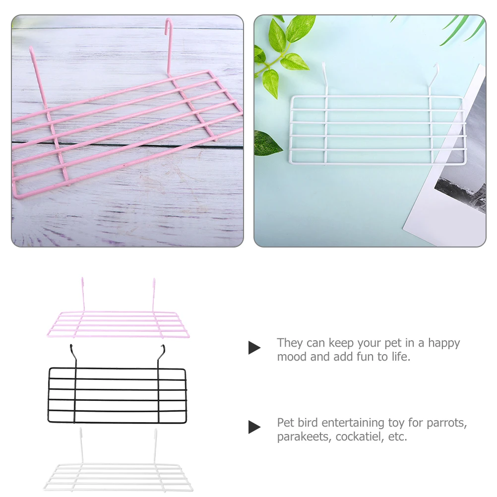 

3pcs Cage Wall Platform Pink White Parakeet Stand Durable Wear Resistant Sturdy Roosting Decorative Accessories