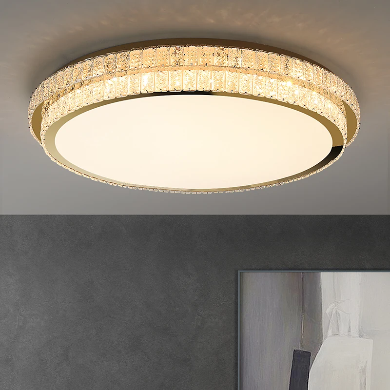 Bedroom Crystal Ceiling Lamp Modern Minimalist Round LED Crystal Sand Study Room Dining Room Lamp Light Luxury Lamp