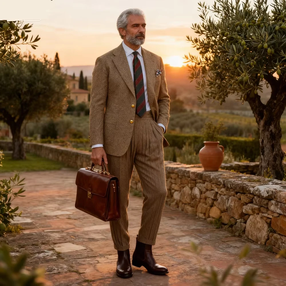 

Classic 2-Piece Men's Suit in Scale Design with Blazer And Woolen Trousers for Formal Activities