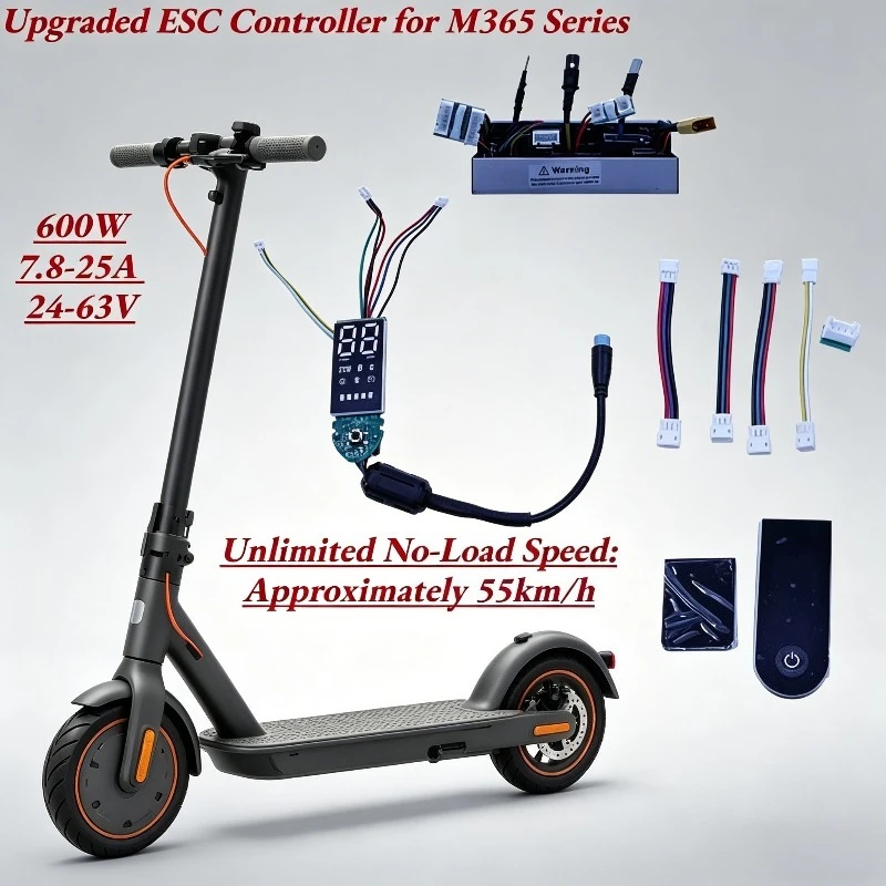 

Upgraded 600W Scooter Controller for M365 Series, 24V-63V, LCD Display + Bluetooth APP, Motor Self-Learning, 3 Speed, Plug&Play