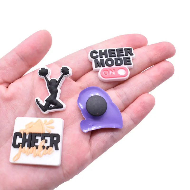 Hot Selling Full Set Cheerleading Girl Shoe Charms Creative DIY Decor Fit Summer Hole Clog Sandals For Fashion Footwear Lovers