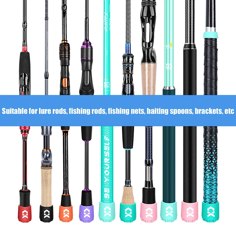 4Pcs Silicone Lure Rod Bottom Protector Fishing Rod End Cap Fishing Rod Plug Tail Protector Elastic Handle Protective Case