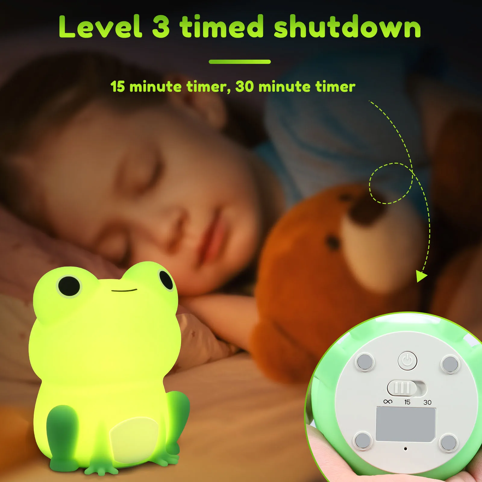 Night Light 1200mAh Rechargeable Frog Night Lamp Light Colour Changeable Silicone Nursery Light Soft Bedside Silicone Lamp