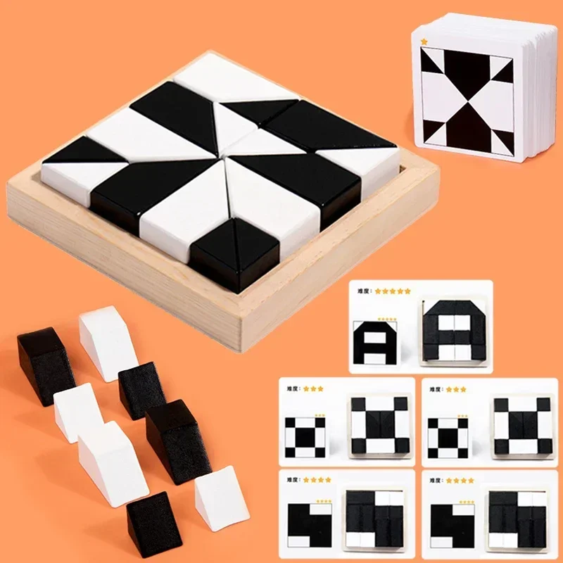 Montessori Geometric Shape Puzzles Building Blocks Wooden 3D Jigsaw Puzzle Kids Educational Logical Thinking Training Game Gifts