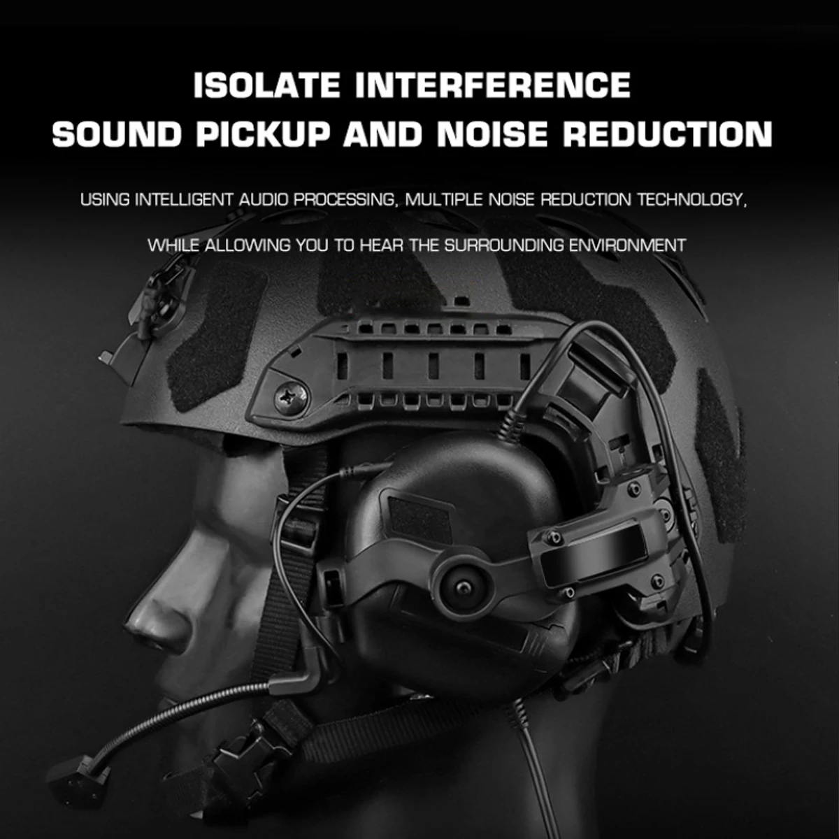 Tactical Helmet Set With Pickup Noise Reduction Headphones Night Vision Model NVG Bracket for Outdoor Hunting Shooting Role Play