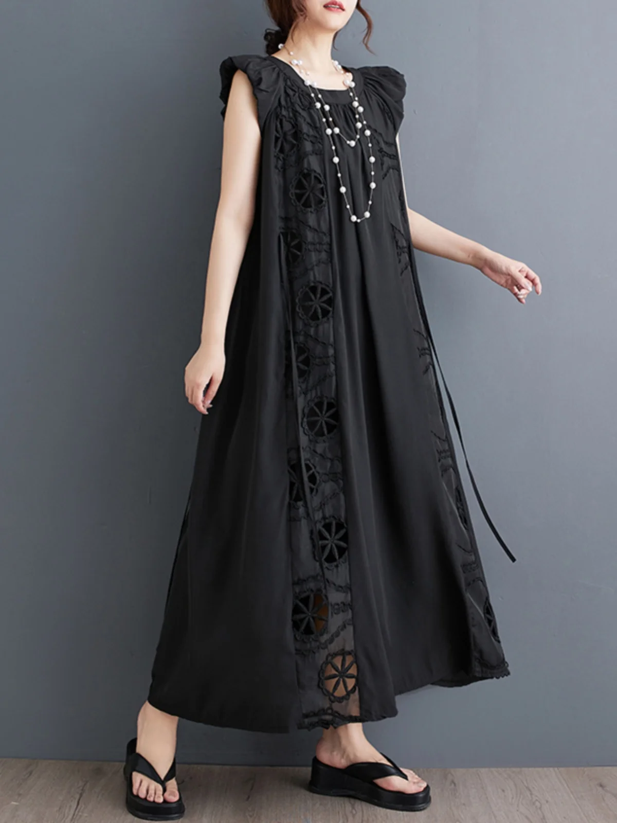 تنورة متوسطة الطول مطرزة ومفرغة وفضفاضة مناسبة للصيف Dr 2025 مع تنورة منتفخة للنساء #4