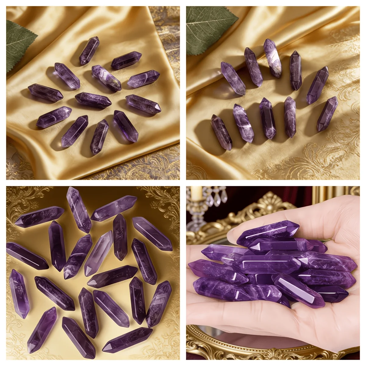 Natural Amethyst Double Terminated Point Crystal Specimen Raw Quartz Mineral Collection Display Healing Stone Home Decor