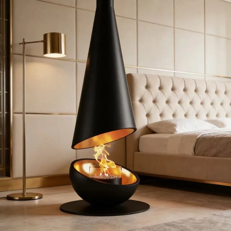 Conical Fireplace In Residential Heater Durable Glass Enclosure Wholesale