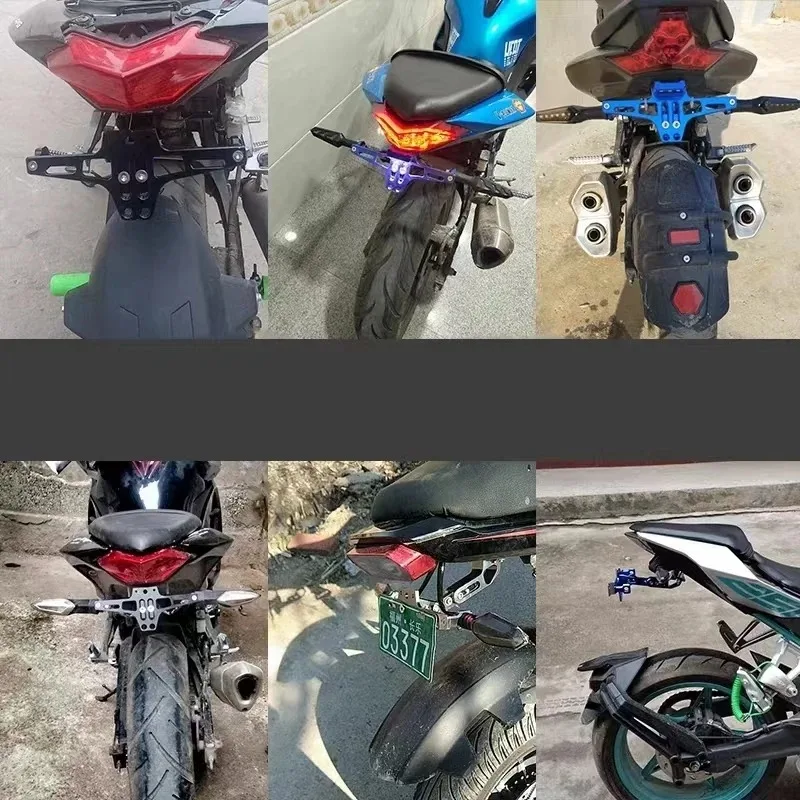 CNC Process Adjustable Motorcycle License Plate Holder Alloy Folding Adjustable Motos License Number Plate Install Frame