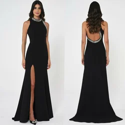 Modern Style Jersey Sequined Mermaid Halter Long Dresses Prom Dresses Classic Formal Retro Exquisite Sizes Available Matching