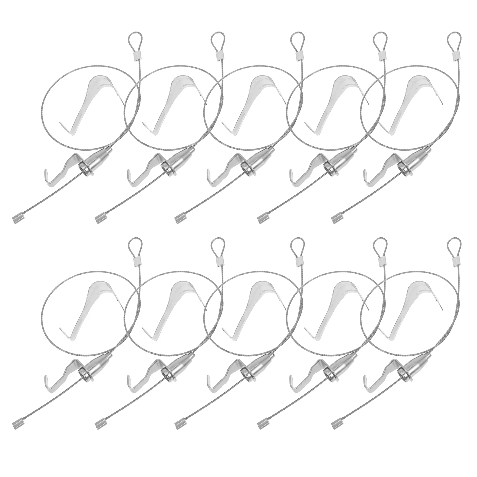 10 Sets Picture Rail Hook Wall Hooks for Hanging Clear Hangers Wire Cable Kit Tool