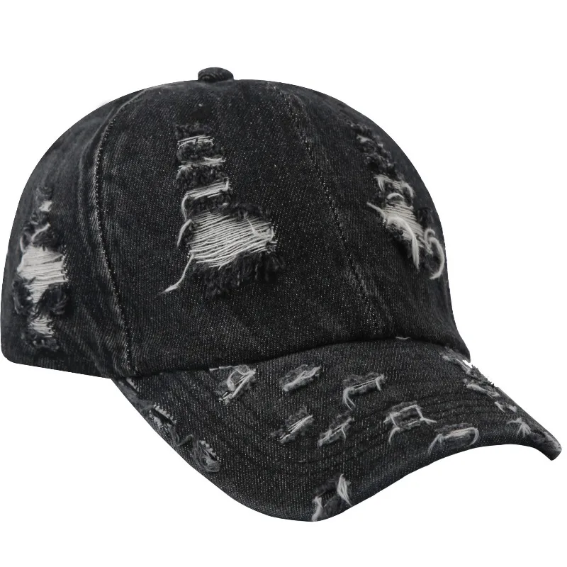 Hole Baseball Cap American Denim Washed Hat Leopard Print Hat Old Cap Vintage Unisex Adjustable Breathable