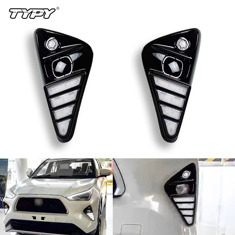 

Автомобильные светодиодные DRL 12 В дневные ходовые огни для Toyota Yaris Cross 2023 2024, автоматические дневные фонари, динамические желтые указатели поворота, фары дальнего света