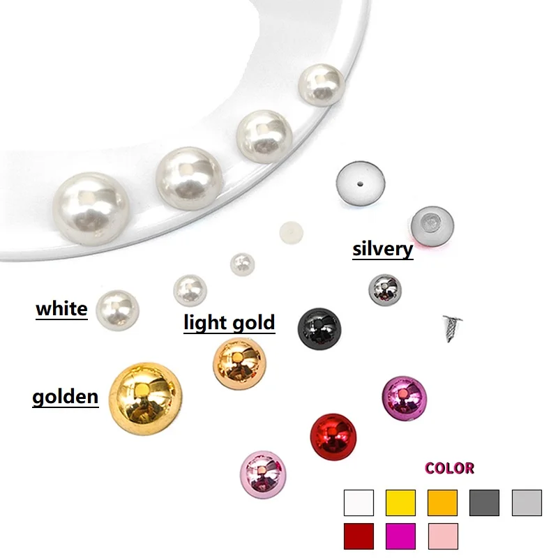 6/8/10/12/14/16/18mm White Multicolor Imitation Pearl Half Round Flatback For DIY Jewelry Findings Making Rivet