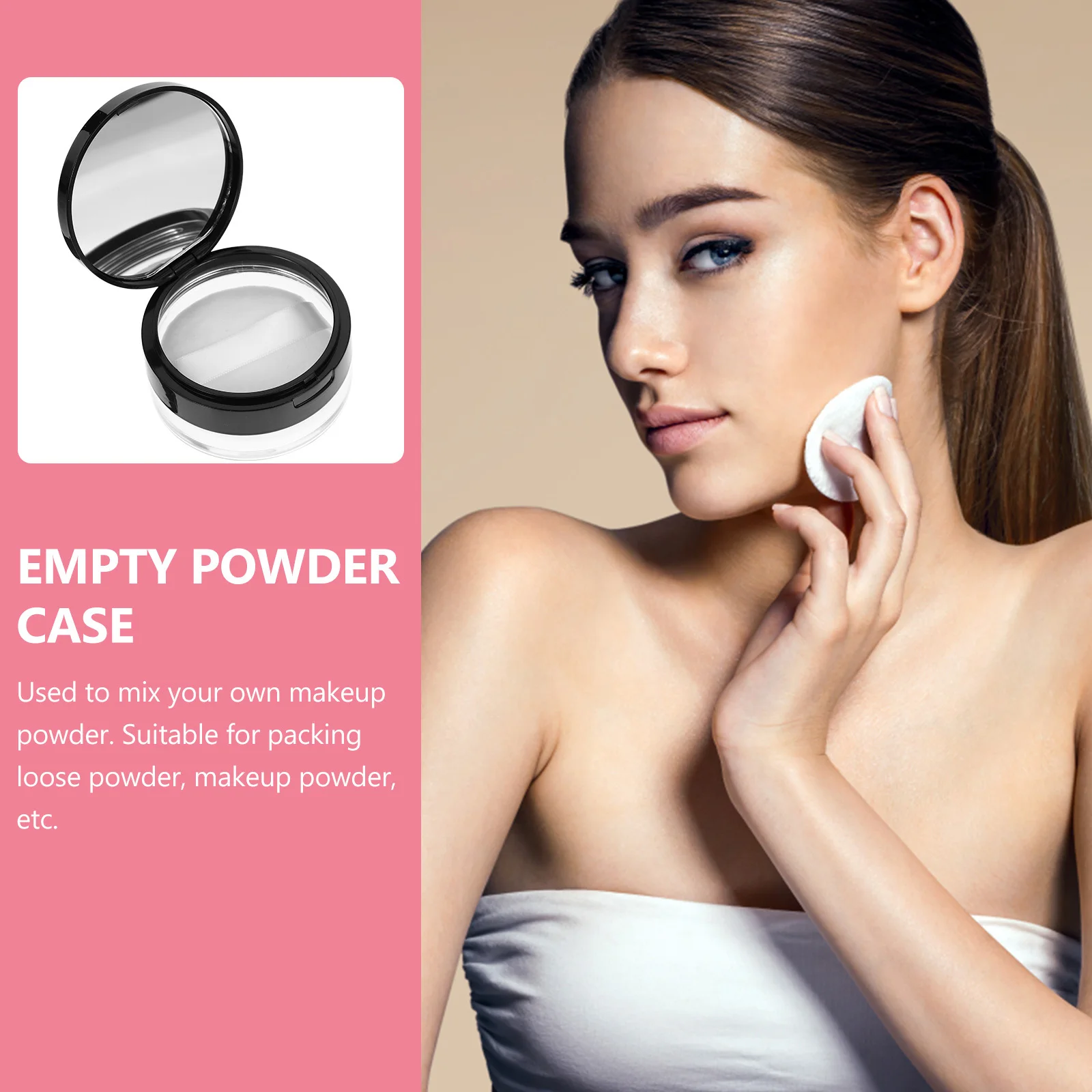 

Makeup Powder Container Empty Case with Mirror Secure Double Layer Design for on The Go Use Lightweight Case