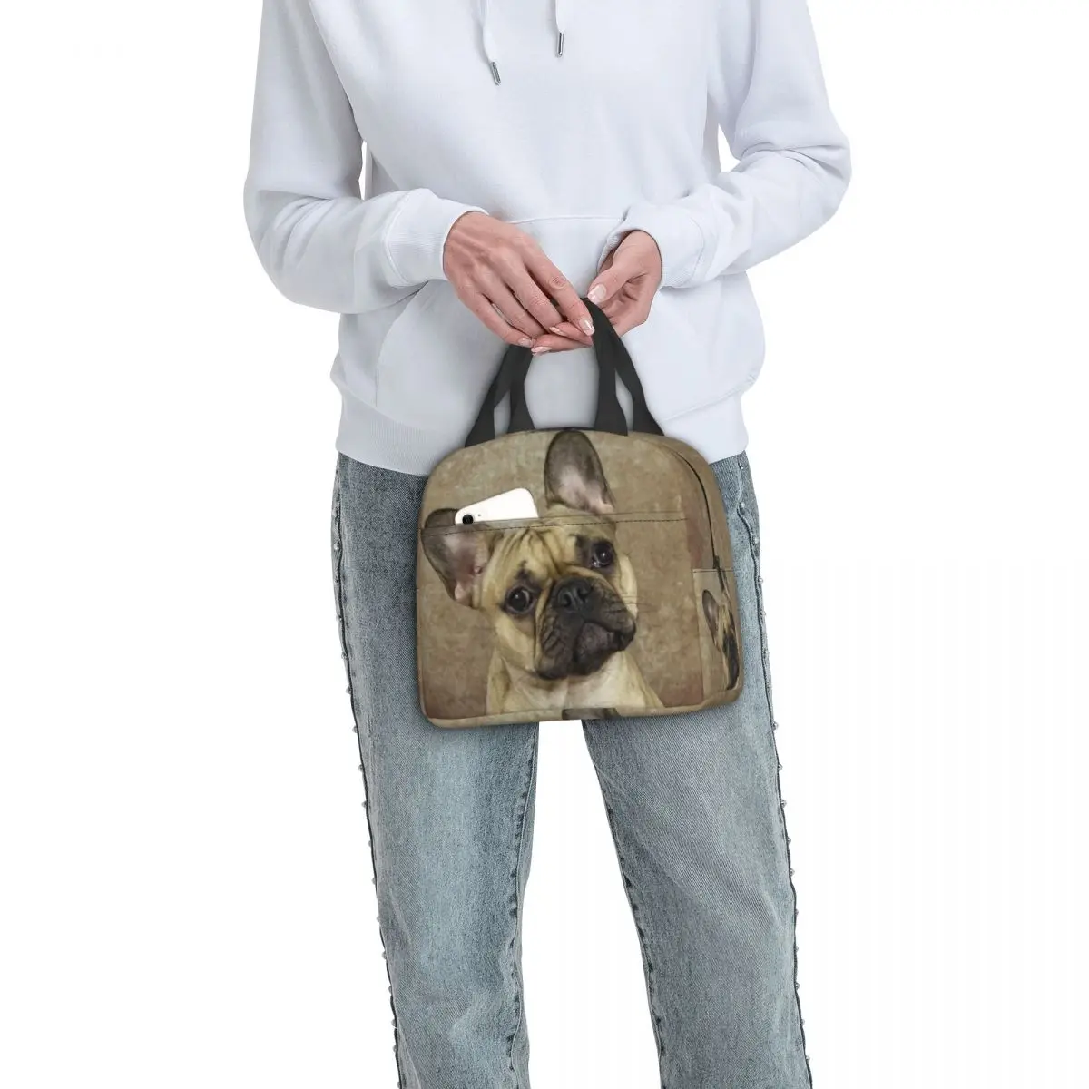 Sac à déjeuner isotherme pour femmes et enfants, bouledogue français, réutilisable, boîte à déjeuner pour chien de compagnie, école, bureau, travail, pique-nique, sacs fourre-tout