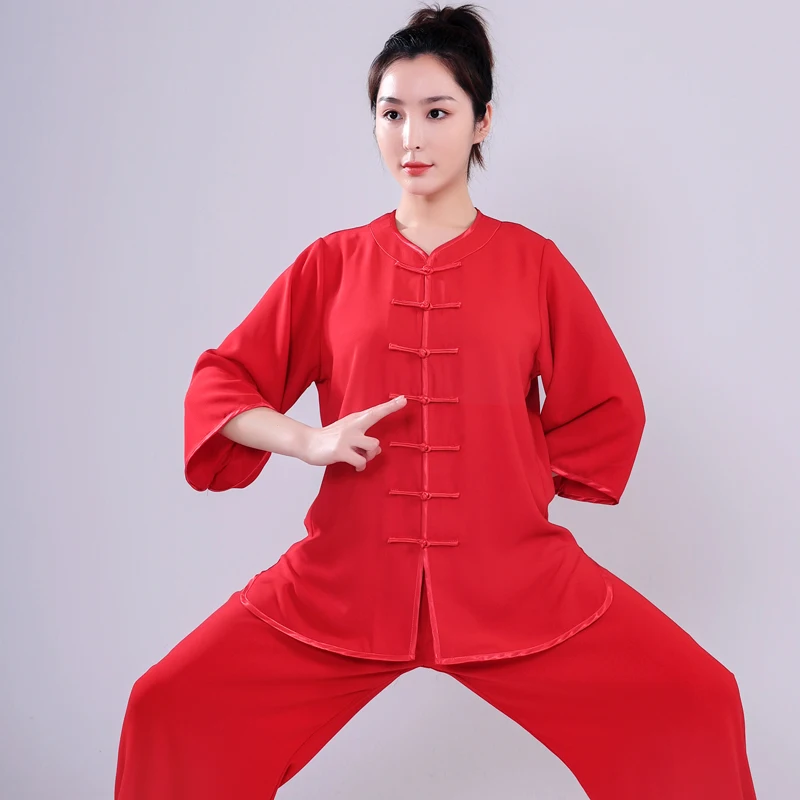 Women Linen Traditional Chinese Clothing Wushu TaiChi KungFu Kung Fu Uniform Suit Uniforms Tai Chi Exercise Clothes Costume