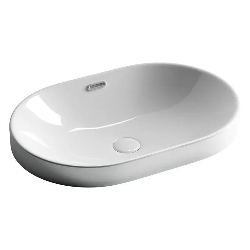 Oval High-grade Semi-embedded Household Taichung Basin Ceramic Smart Clean Glaze Wash Basin Balcony Home Improvement