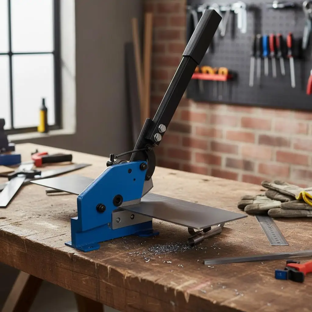 Manual Metal Plate Cutter 5-Inch For Sheet Processing Steel Crafting Workshop, Q235 Carbon Steel Benchtop Shear Heavy Duty Ro