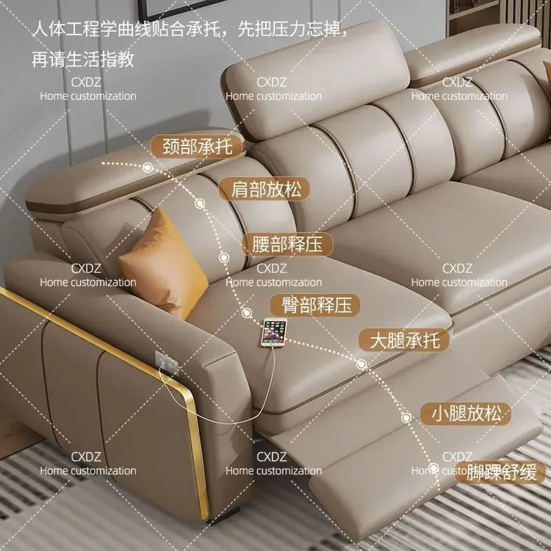 Electric leather sofa living room 2025 new small apartment multi-functional home theater first-class space capsule sofa